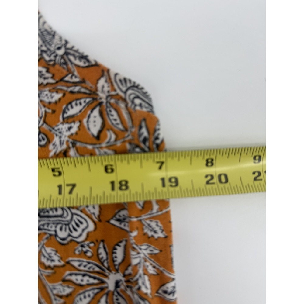 Loft Sleeveless Swing Dress Orange Blue White Floral Print Women L Summer Casual - Picture 7 of 9